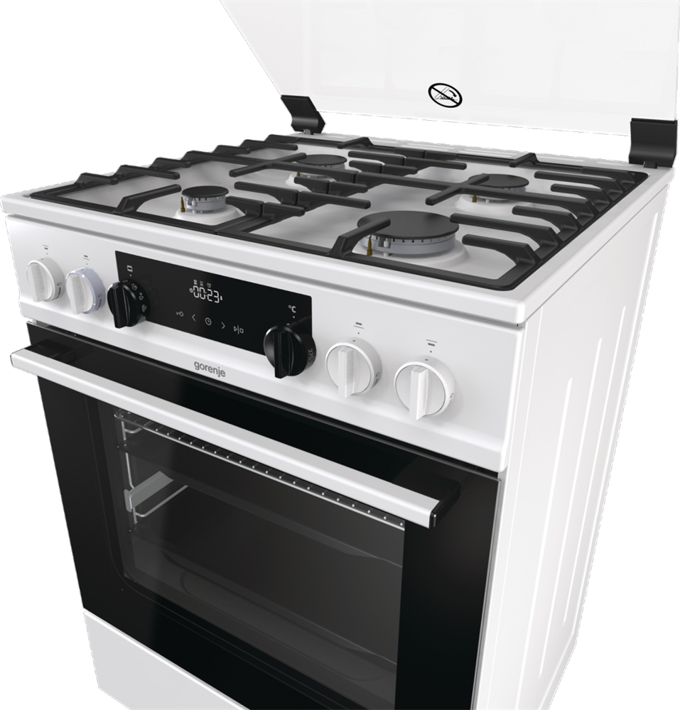 Gorenje KS6350WF fehér, szabadonálló, gáz, kombinált, főzőzóna: 4, sütő:71L, grill, tűzhely