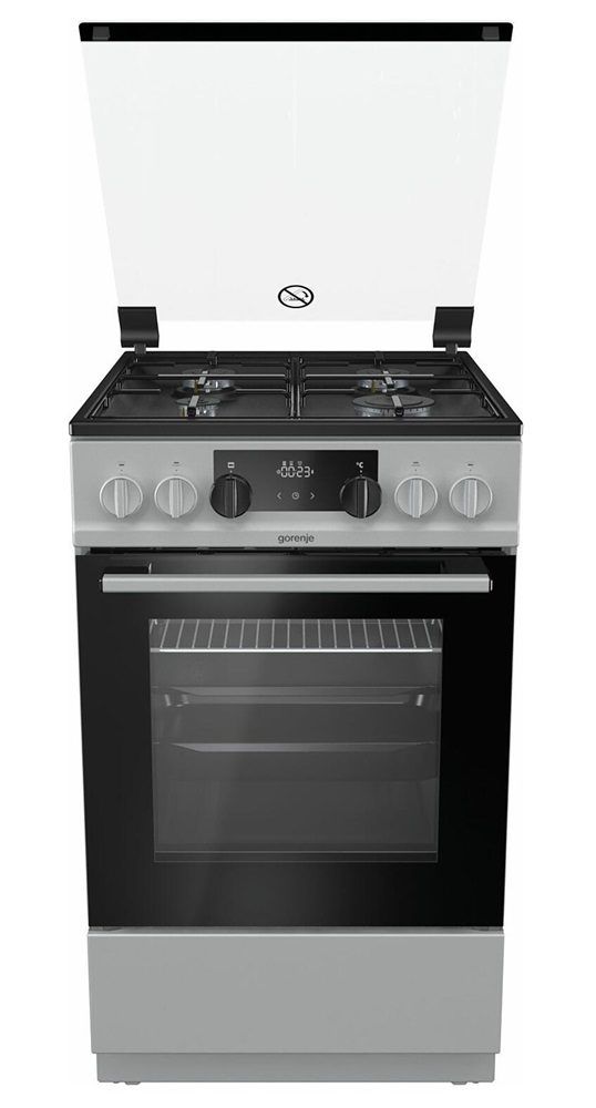 Gorenje K 5341 SJ inox, szabadonálló, gáz, kombinált, főzőzóna: 4, sütő:62L, grill, tűzhely