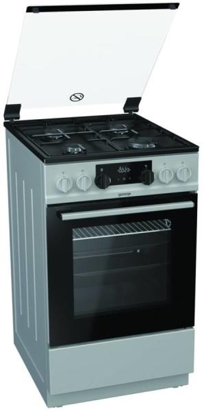 Gorenje K 5341 SJ inox, szabadonálló, gáz, kombinált, főzőzóna: 4, sütő:62L, grill, tűzhely