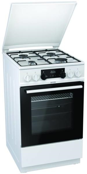 Gorenje K 5341 WJ fehér, szabadonálló, gáz, kombinált, főzőzóna: 4, sütő:62L, grill, tűzhely