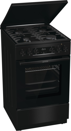 Gorenje MEKS5141BM fekete, szabadonálló, gáz, kombinált, főzőzóna: 4, sütő:70L, grill, tűzhely