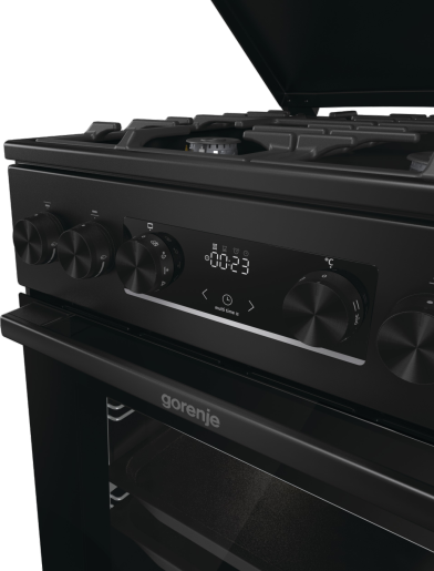 Gorenje MEKS5141BM fekete, szabadonálló, gáz, kombinált, főzőzóna: 4, sütő:70L, grill, tűzhely
