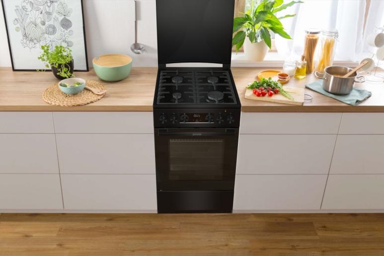 Gorenje MEKS5141BM fekete, szabadonálló, gáz, kombinált, főzőzóna: 4, sütő:70L, grill, tűzhely