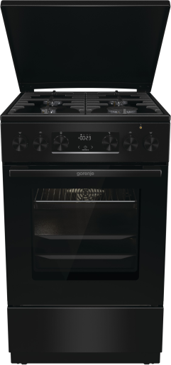 Gorenje MEKS5141BM fekete, szabadonálló, gáz, kombinált, főzőzóna: 4, sütő:70L, grill, tűzhely