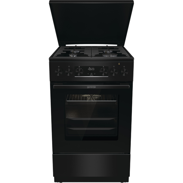 Gorenje MEKS5141BM fekete, szabadonálló, gáz, kombinált, főzőzóna: 4, sütő:70L, grill, tűzhely