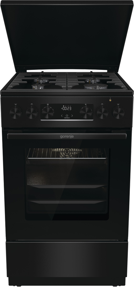 Gorenje MEKS5141BM fekete, szabadonálló, gáz, kombinált, főzőzóna: 4, sütő:70L, grill, tűzhely