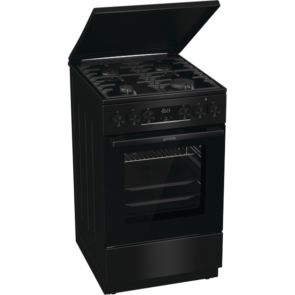 Gorenje MEKS5141BM fekete, szabadonálló, gáz, kombinált, főzőzóna: 4, sütő:70L, grill, tűzhely