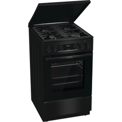 Gorenje MEKS5141BM fekete, szabadonálló, gáz, kombinált, főzőzóna: 4, sütő:70L, grill, tűzhely
