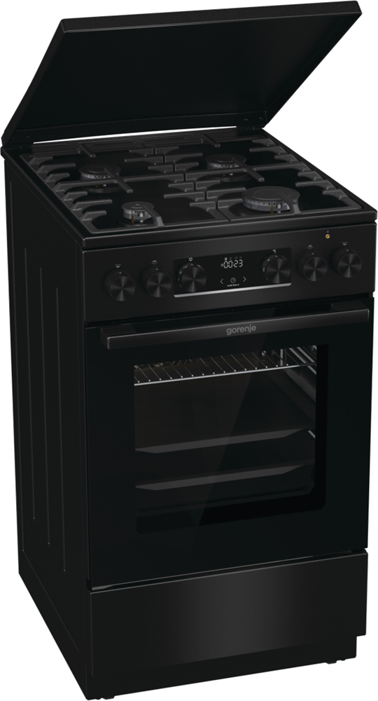 Gorenje MEKS5141BM fekete, szabadonálló, gáz, kombinált, főzőzóna: 4, sütő:70L, grill, tűzhely
