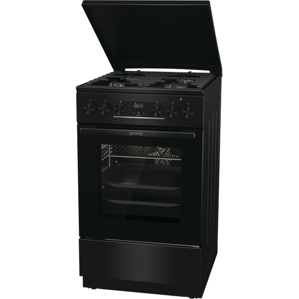 Gorenje MEKS5141BM fekete, szabadonálló, gáz, kombinált, főzőzóna: 4, sütő:70L, grill, tűzhely