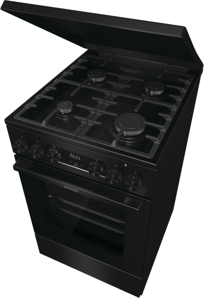 Gorenje MEKS5141BM fekete, szabadonálló, gáz, kombinált, főzőzóna: 4, sütő:70L, grill, tűzhely
