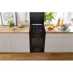 Gorenje MEKS5141BM fekete, szabadonálló, gáz, kombinált, főzőzóna: 4, sütő:70L, grill, tűzhely