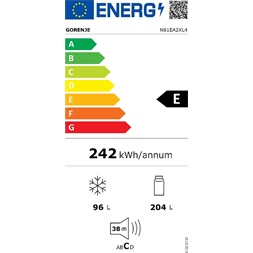 Gorenje N61EA2XL4 inox, alulfagyasztós, Hűtő:204L, Fagyasztó:96L, No frost Plus hűtőszekrény (Újszerű)