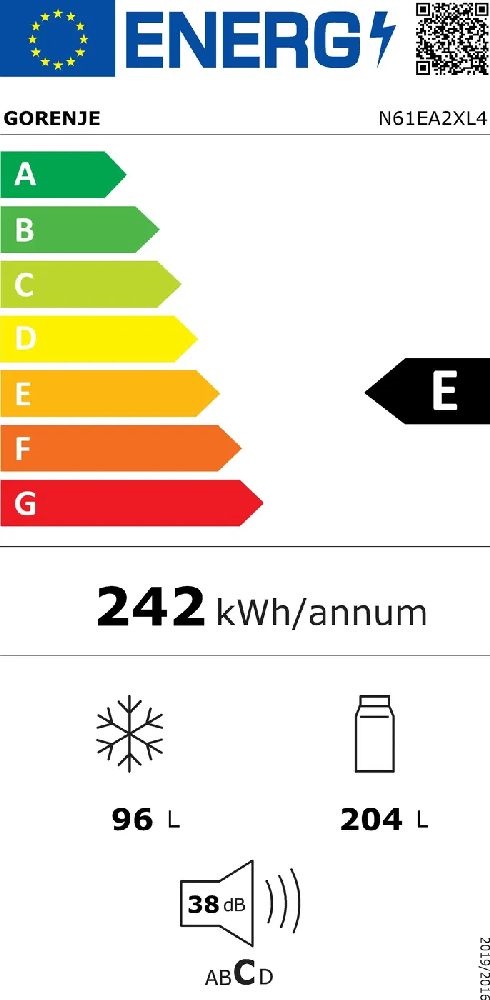 Gorenje N61EA2XL4 inox, alulfagyasztós, Hűtő:204L, Fagyasztó:96L, No frost Plus hűtőszekrény (Újszerű)