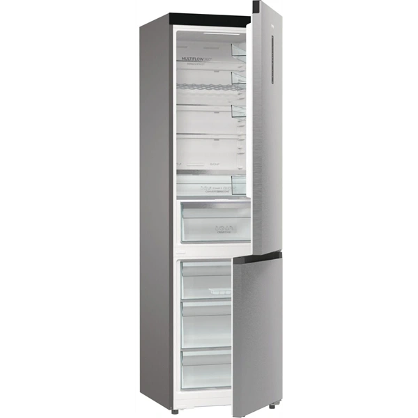 Gorenje NRB620C61X4WFE inox, alulfagyasztós, Hűtő:253L, Fagyasztó:130L, hűtőszekrény