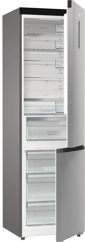 Gorenje NRB620C61X4WFE inox, alulfagyasztós, Hűtő:253L, Fagyasztó:130L, hűtőszekrény