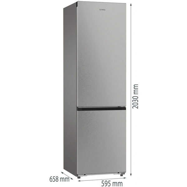 Gorenje NRB620C6X4WFE inox, alulfagyasztós, Hűtő: 253L, Fagyasztó:130L, hűtőszekrény