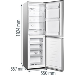 Gorenje NRK418DCS4 szürke, alulfagyasztós, Hűtő:171L, Fagyasztó:85L, No frost hűtőszekrény (Újszerű)