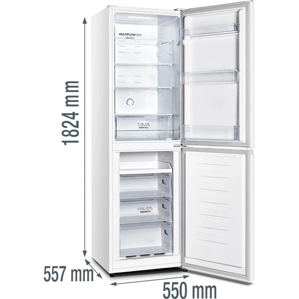 Gorenje NRK418DCW4 ezüst, alulfagyasztós, Hűtő:171L, Fagyasztó: 85L, hűtőszekrény