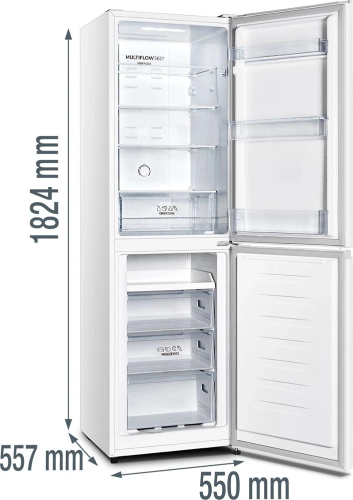 Gorenje NRK418DCW4 ezüst, alulfagyasztós, Hűtő:171L, Fagyasztó: 85L, hűtőszekrény