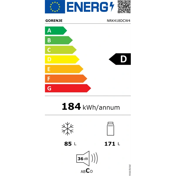 Gorenje NRK418DCW4 ezüst, alulfagyasztós, Hűtő:171L, Fagyasztó: 85L, hűtőszekrény
