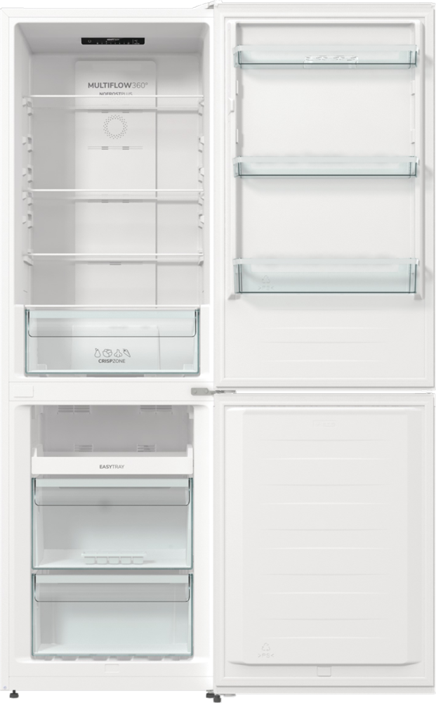Gorenje NRK6191PW4 fehér, alulfagyasztós, Hűtő:204L, Fagyasztó:96L, No frost Plus hűtőszekrény