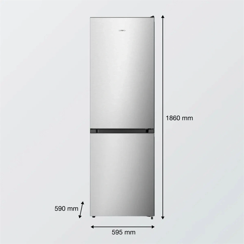 Gorenje NRK619D2XL4 inox, No Frost, alulfagyasztós, kombinált hűtőszekrény