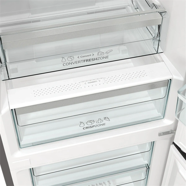 Gorenje NRK619DA2XL4 inox, alulfagyasztós, Hűtő:204L, Fagyasztó:96L, hűtőszekrény