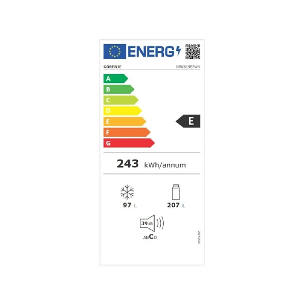 Gorenje NRK619EPW4 fehér, alulfagyasztós, Hűtő:207L, Fagyasztó:97L, No frost Plus hűtőszekrény (Használt - A)