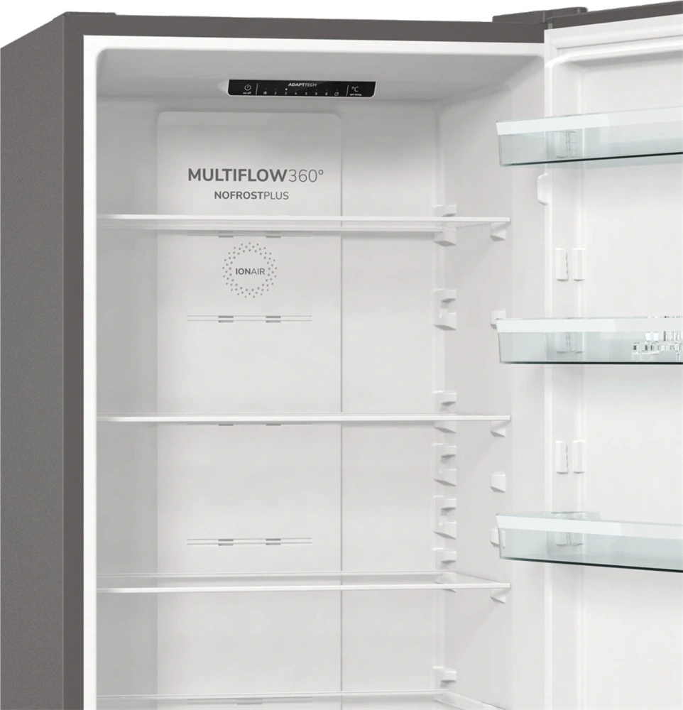 Gorenje NRK6202ES4 inox, alulfagyasztós, Hűtő:235L, Fagyasztó:96L, No frost Plus hűtőszekrény (Használt - B)