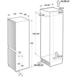 Gorenje NRKI619D61WFE fehér, beépíthető, No Frost, kombinált hűtőszekrény