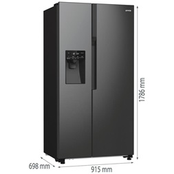 Gorenje NRR9185ESBXL Side-by-Side, Hűtő: 376L, Fagyasztó: 190L, No Frost hűtőszekrény