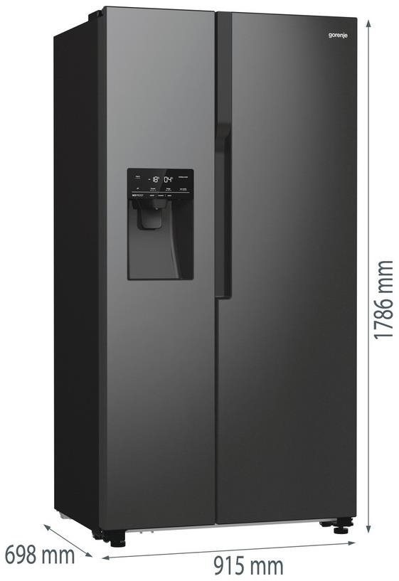 Gorenje NRR9185ESBXL Side-by-Side, Hűtő: 376L, Fagyasztó: 190L, No Frost hűtőszekrény