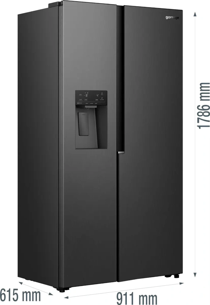 Gorenje NRS917E61BX fekete, No Frost, Side-by-Side, hűtőszekrény