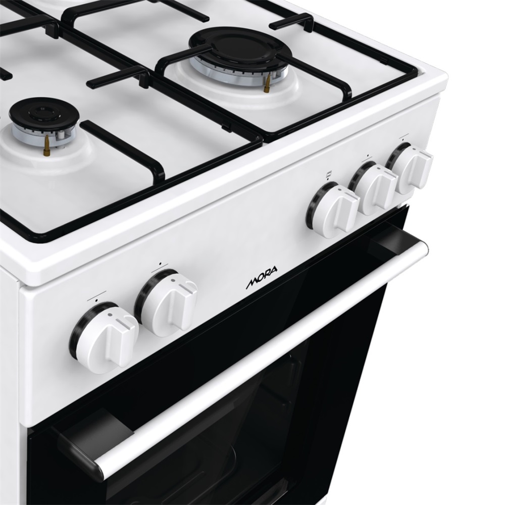 Mora P2241AW1 fehér, szabadonálló, gáz, kombinált, főzőzóna:4, sütőtér:61L, tűzhely
