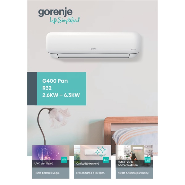 Gorenje Pandora 3,5KW split klíma csepptálca fűtéssel, beépített WIFI PANDORA35 KG