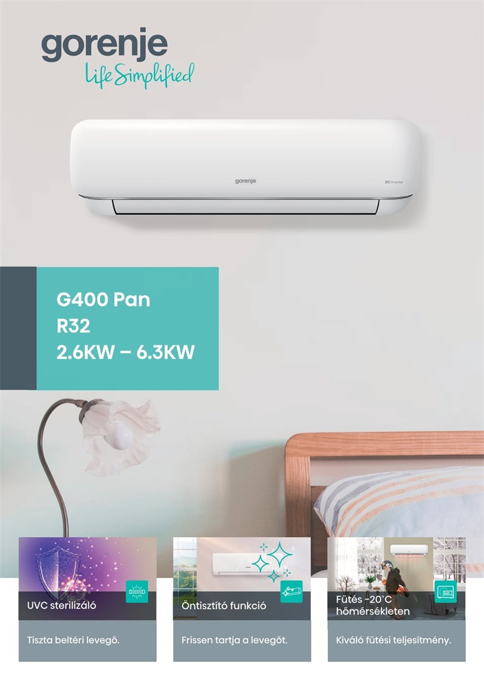 Gorenje Pandora 3,5KW split klíma csepptálca fűtéssel, beépített WIFI PANDORA35 KG