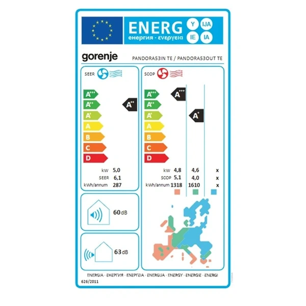 Gorenje Pandora 5,3KW split klíma csepptálca fűtéssel, beépített WIFI PANDORA53 KG