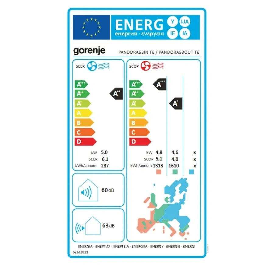 Gorenje Pandora 5,3KW split klíma csepptálca fűtéssel, beépített WIFI PANDORA53 KG