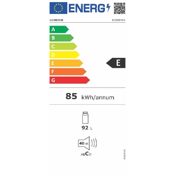 Gorenje R39EPW4 fehér, egyajtós, Hűtő:92L, hűtőszekrény (Újszerű)