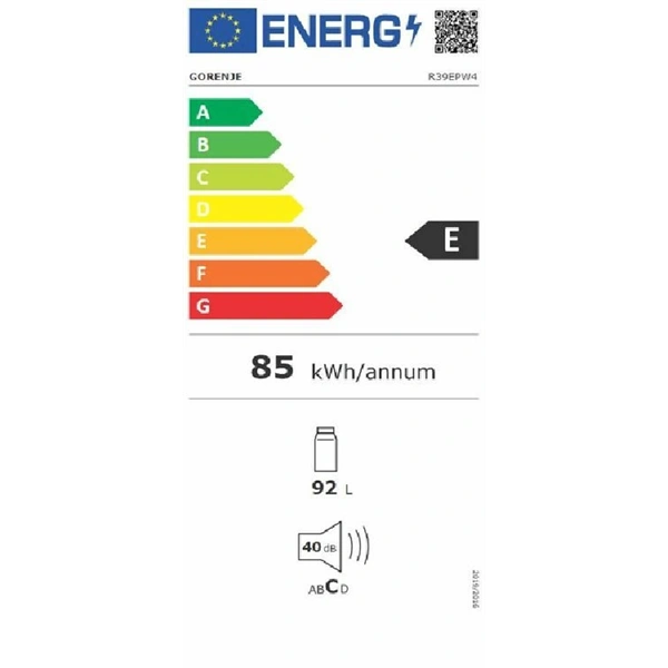 Gorenje R39EPW4 fehér, egyajtós, Hűtő:92L, hűtőszekrény (Használt - B)