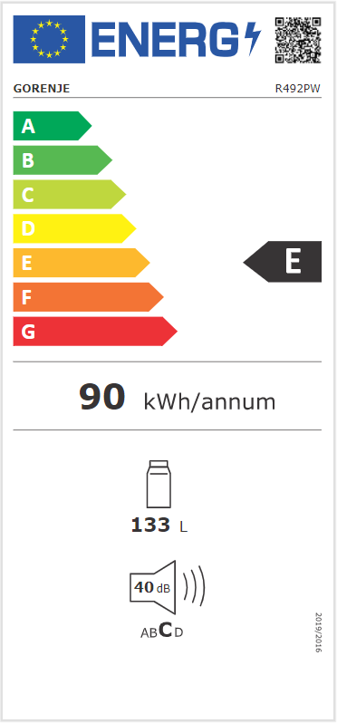 Gorenje R492PW fehér, egyajtós, Hűtő:130L, hűtőszekrény (Újszerű)