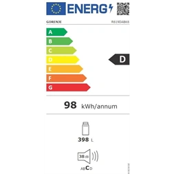 Gorenje R619EABK6 fekete, egyajtós, Hűtő:398L, hűtőszekrény
