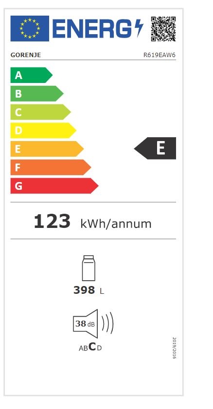 Gorenje R619EAW6 fehér, egyajtós, Hűtő:398L, DynamiCoolinghűtőszekrény
