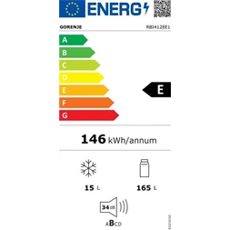 Gorenje RBI412EE1 fehér, beépíthető, egyajtós, Hűtő:165L, Fagyasztó:15L, hűtőszekrény