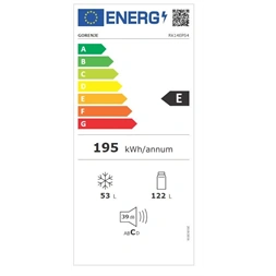 Gorenje RK14EPS4 ezüst, alulfagyasztós, Hűtő:122L, Fagyasztó:53L, hűtőszekrény (Újszerű)