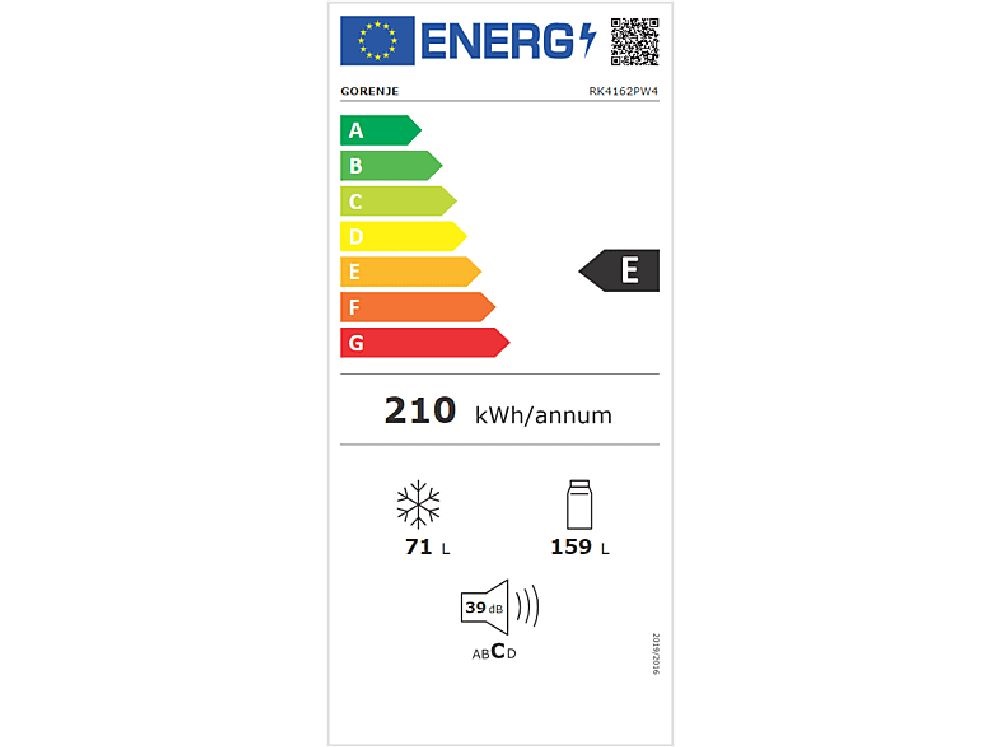 Gorenje RK4162PW4 fehér, alulfagyasztós, Hűtő:159L, Fagyasztó:71L, hűtőszekrény