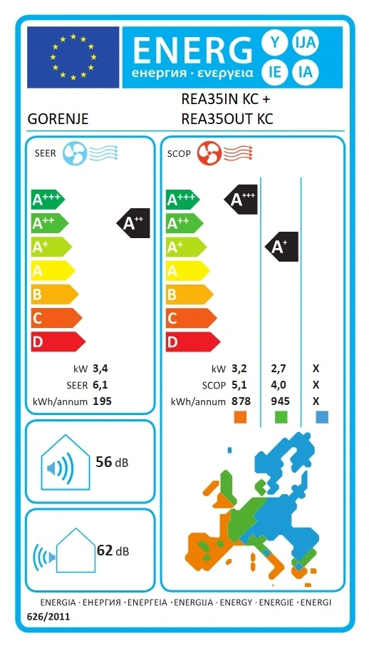 Gorenje Rea 3,5KW split klíma beépített WIFI REA35 KC