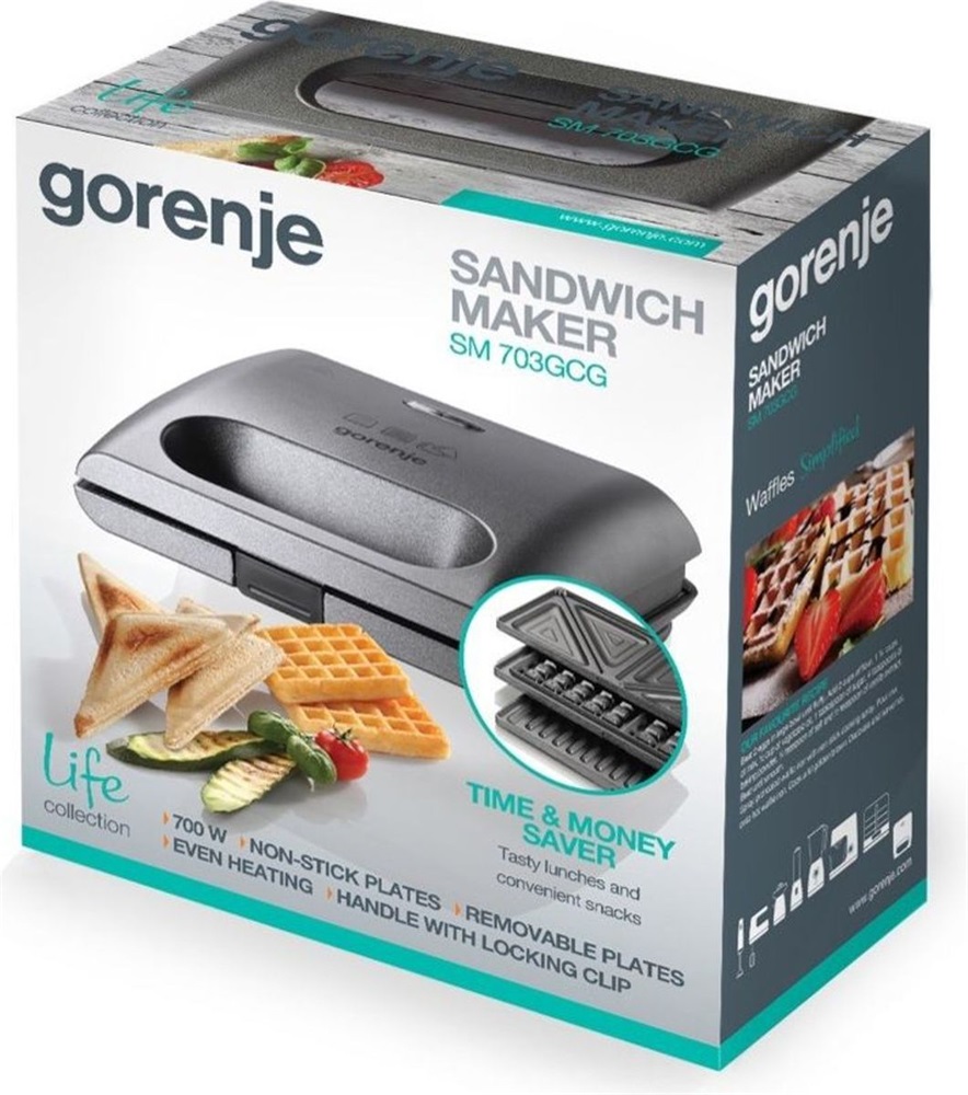 Gorenje SM703GCG 3in1 ezüst gorfi - grill/panini - szendvicssütő