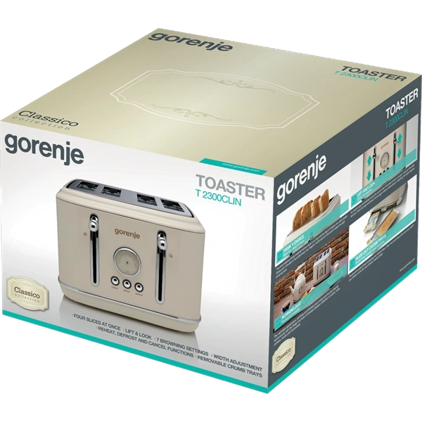 Gorenje T2300CLIN bézs 4 szeletes retro kenyérpirító